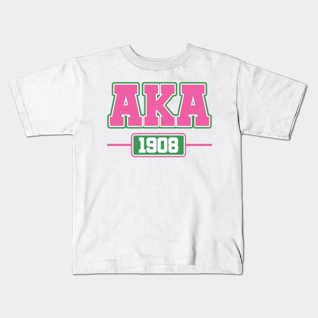 AKA Shirts - AKA Paraphernalia - 1908 - Pink and Green Kids T-Shirt by Pretty Phoxie LLC